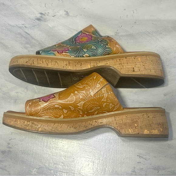 Spring Step L’Artiste Aldina sandals Floral Mules Tan multicolor EU 40 9 - Picture 4 of 4